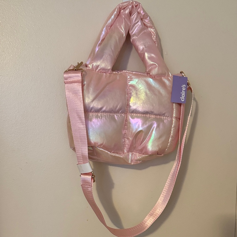Claire's Iridescent Pink Crossbody Bag